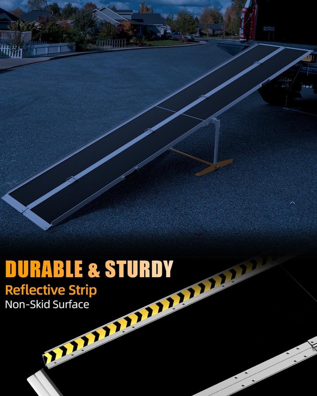 2/3/4/5/6/7/8/10/12FT Home Wheelchair Ramp Non-Skid Folding Aluminum Ramps Steps gallery