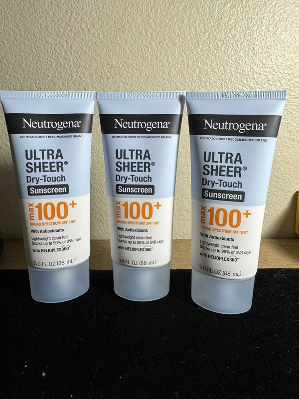 (3)Neutrogena Ultra Sheer Dry-Touch SPF 100+ Sunscreen Lotion 3 oz Exp. 07/27