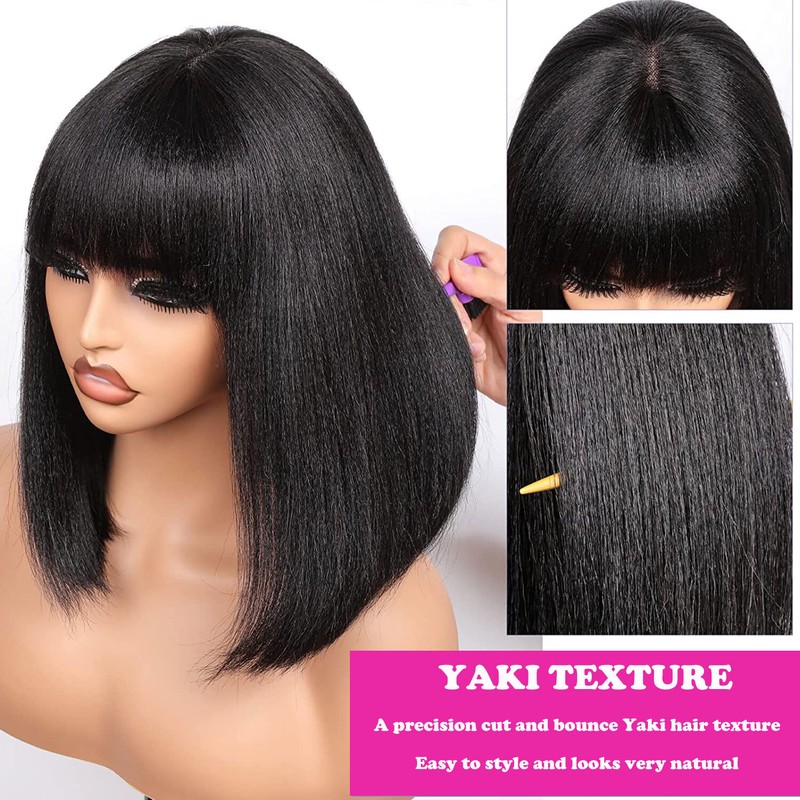 100 Real Remy Brazilian Human Hair Full Wig Short Straight Wavy Black Brown Wigs gallery
