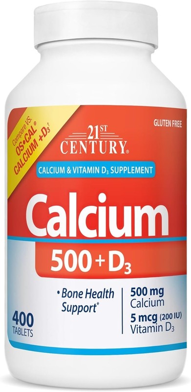 500 mg Calcium with Vitamin D3 - 400 Gluten-Free Tablets for Bone Strength gallery