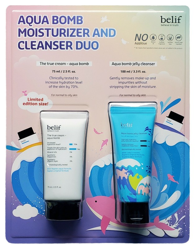 Belif Aqua Bomb Moisturizer, True Cream 75ml/2.5oz + Jelly Cleanser 100ml/3.3oz