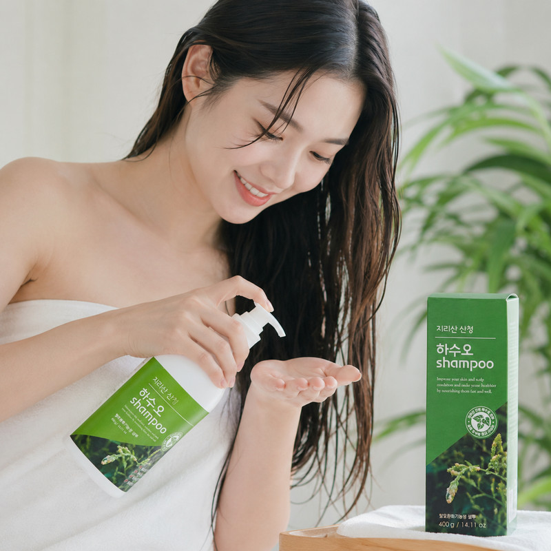 Jirisan Sancheong Hasuo Herbal Shampoo 400g Korean Scalp Hair Care Shampoo gallery