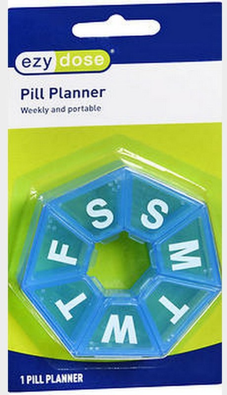 Pill Holder 7 Sided Circular – Snap Close EZY DOSE – color may vary **** 67009