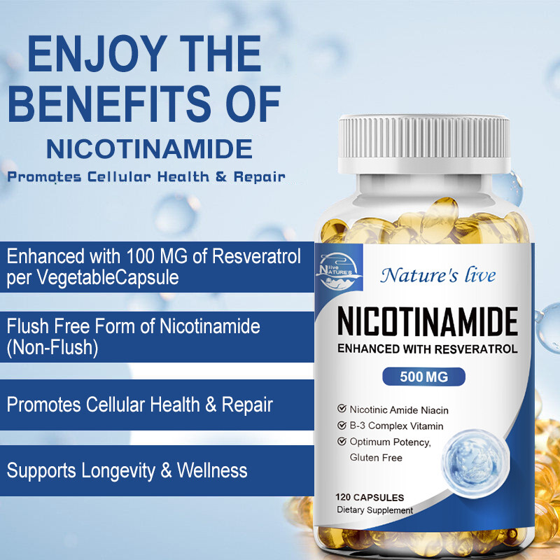 Nicotinamide Resveratrol 500MG, NAD Supplement 120/240/480 Capsules Anti-aging gallery