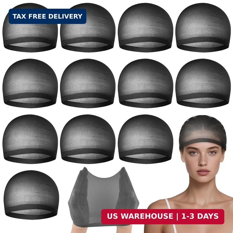 PLULON 12 Pcs Wig Cap for Women, Mesh Stocking Wig Caps Net Closed End Hair Mesh
