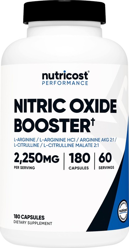 Nutricost Nitric Oxide Booster 2250mg, 180 Capsules – 180 Count (Pack of 1)