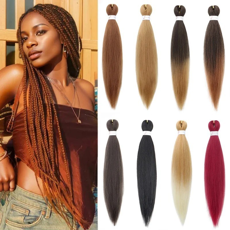 5 packs Yaki Straight Pre-stretched Braiding Box Braids Twist Hair Extensions D8