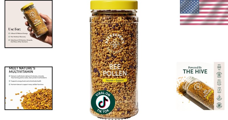 Unflavored Raw Bee Pollen Granules - Natural Vitamins & Energy Boost - 5.2 oz gallery