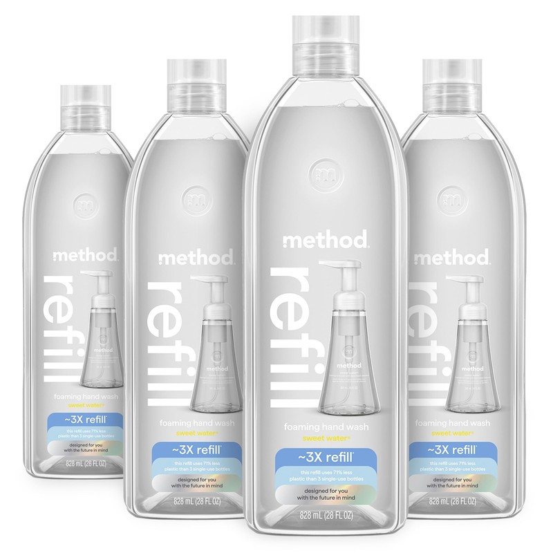 Method Foaming Hand Wash Refill Sweet Water 28 Oz Pack Of 4 Packaging May Vary