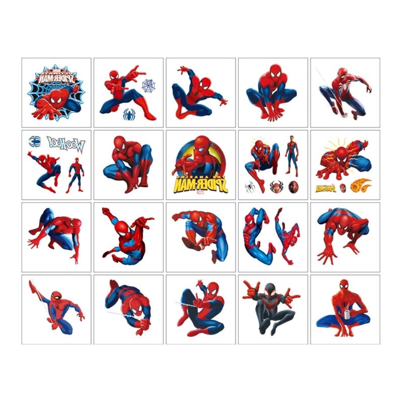 Cute & Colorful Spider Man Temporary Tattoos - 20 Waterproof Stickers for Kids gallery