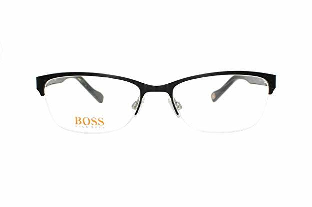 HUGO BOSS ORANGE BO 0154 6SY MATTE BLACK SEMI RIMLESS METAL EYEGLASSES 54-17-135