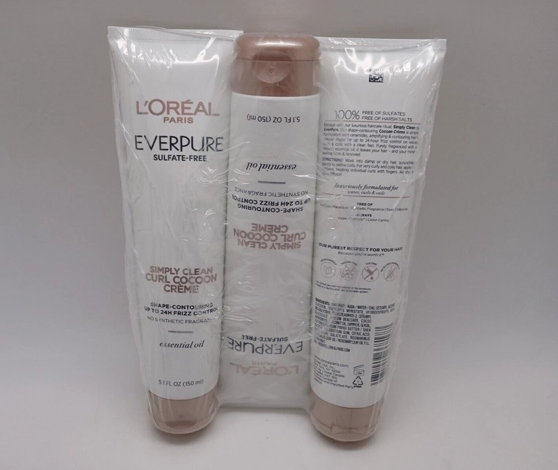 Loreal EverPure Curl Cocoon Creme | 3 Pack Sulfate Free Curl Enhancer