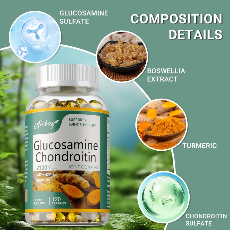 Glucosamine Chondroitin - with Turmeric, MSM, Quercetin, Bromelain, Boswellia gallery