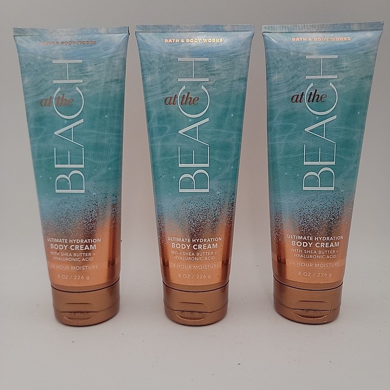 3X Bath and Body Works AT THE BEACH Ultimate Hydration body Cream 8 fl oz Summer