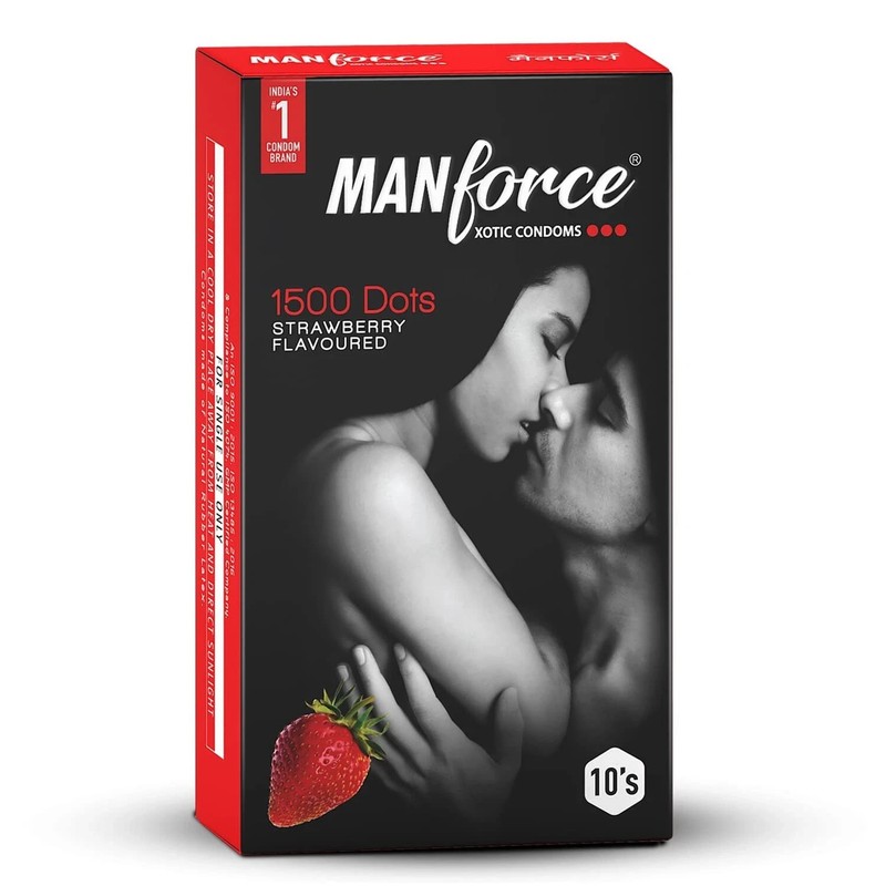 100 PCS Manforce Strawberry Flavoured Extra Dotted Condoms | FREE SHIPPING