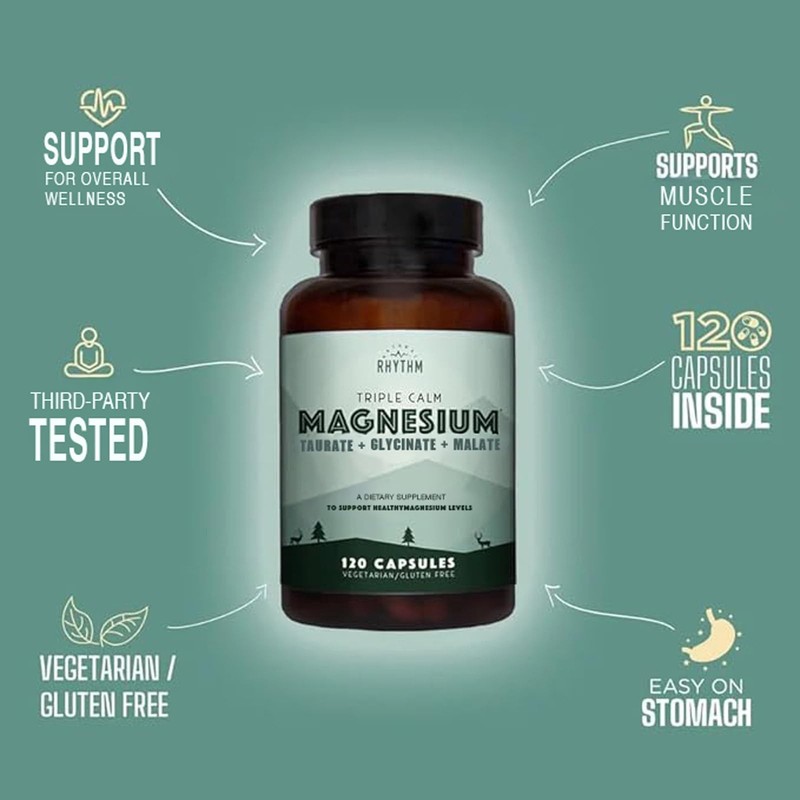 Triple Calm Magnesium - 150mg of Magnesium Taurate, Glycinate, and Malate for gallery