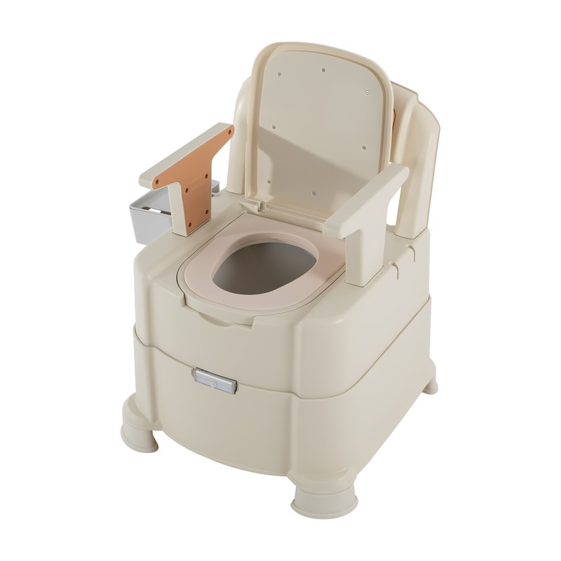 Portable Toilet Bedside Commode Floor Standing with Sensor Night Light Brown USA gallery