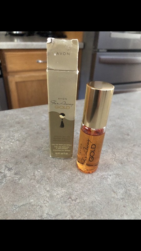 Avon Far Away Gold Eau De Parfum Spray .5 fl oz NEW NIB box shows wear