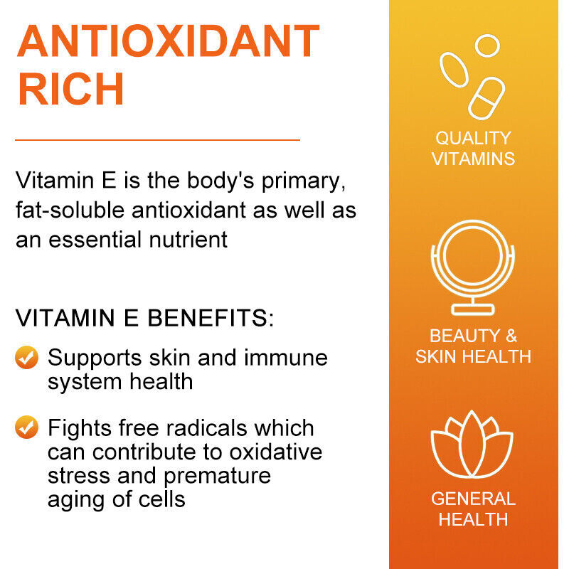 Vitamin E Oil 120 Softgels | Vit E Capsules for Hair Skin Nail Face Health Vegan gallery