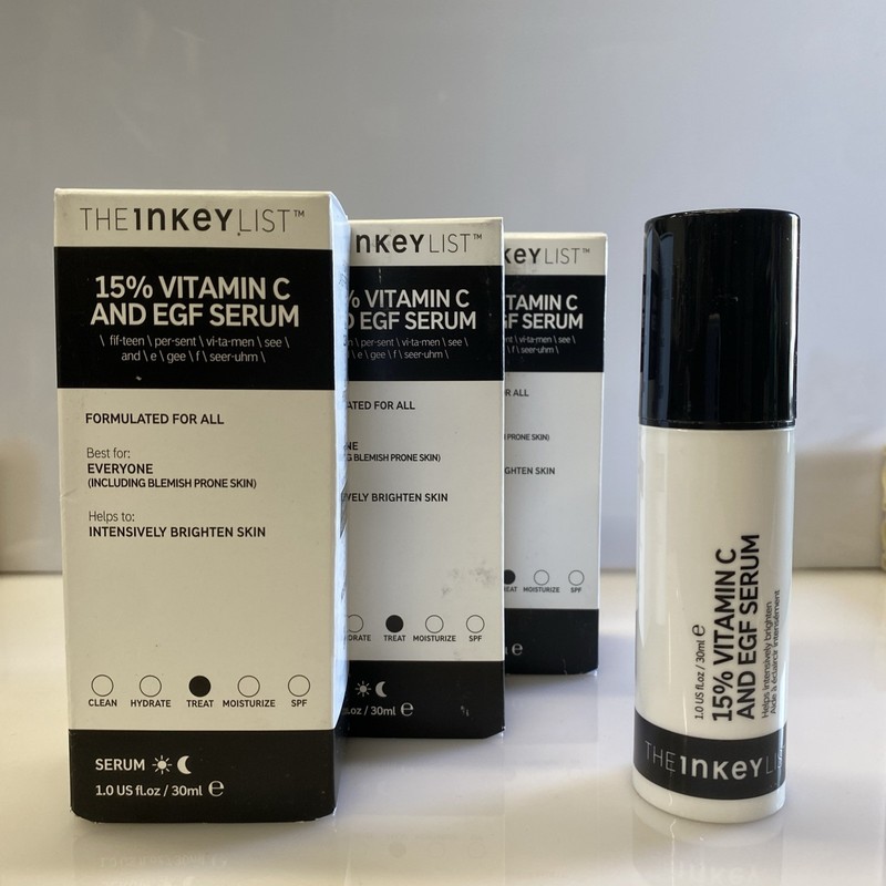 3 X The Inkey List 15% Vitamin C & EGF Serum 30ml each