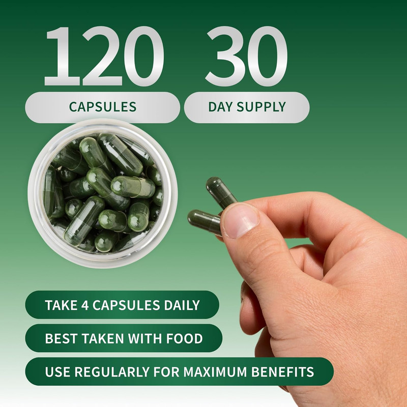 Espirulina y clorela orgánicas - Apoyo energético e inmunológico, 120 cápsulas gallery