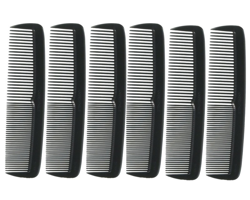 6 Pcs Black 5″ Hair Comb Pocket Size Flexible Plastic Comb