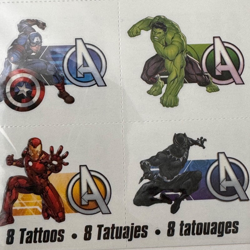 8 Avengers Marvel Powers Unite Tattoos Party Favor Teacher Supply Hulk Ironman gallery