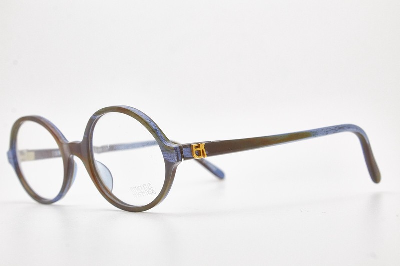 EMMANUELLE KHANH PARIS BLUE BROWN oval glasses frame 90s👓Women men gallery
