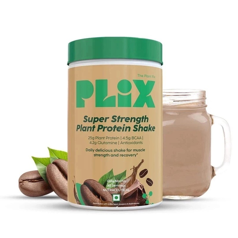 PLIX – THE PLANT FIX Strength Vegan Plant Protein Powder – 1 KG (Cafe Mocha)