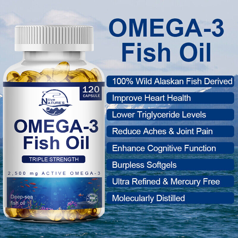 Omega 3 Fish Oil Capsules 3x Strength 3600mg EPA & DHA, Highest Potency Capsules gallery