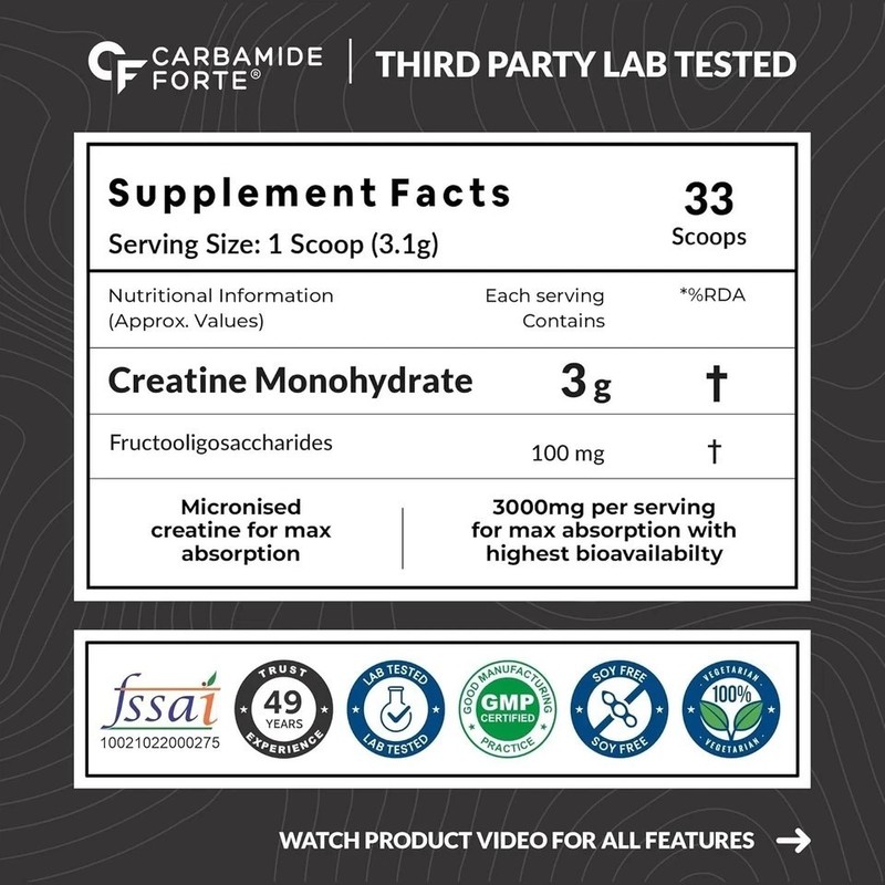 Creatine Micronized Monohydrate Powder | Unflavoured - 33 Servings - 103g gallery