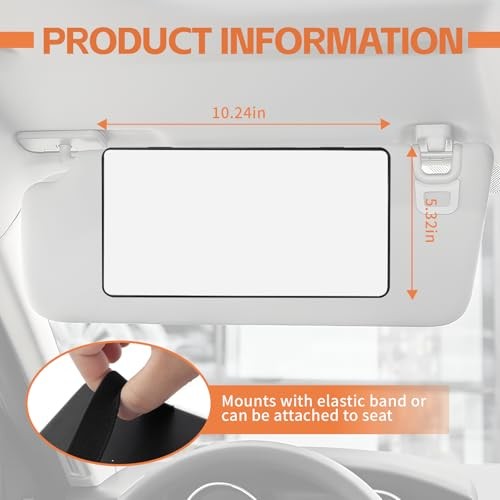 Car Sun Visor Vanity Mirror, Automotive Makeup Sun-Shading Mirror with Black gallery