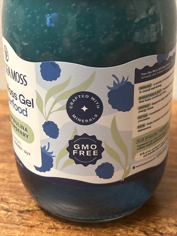 True Sea Moss Gel Superfood Blue Spirulina and Raspberry 16 fl oz EXP 12/2026 gallery