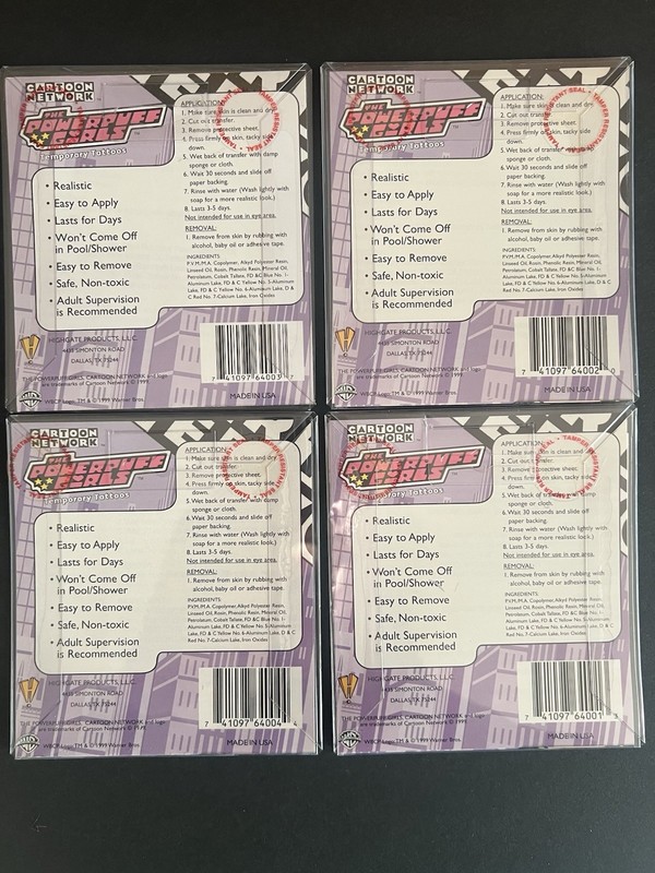 Highgate Vintage Temporary Tattoos The Powerpuff Girls 1999 Set Of 4 gallery