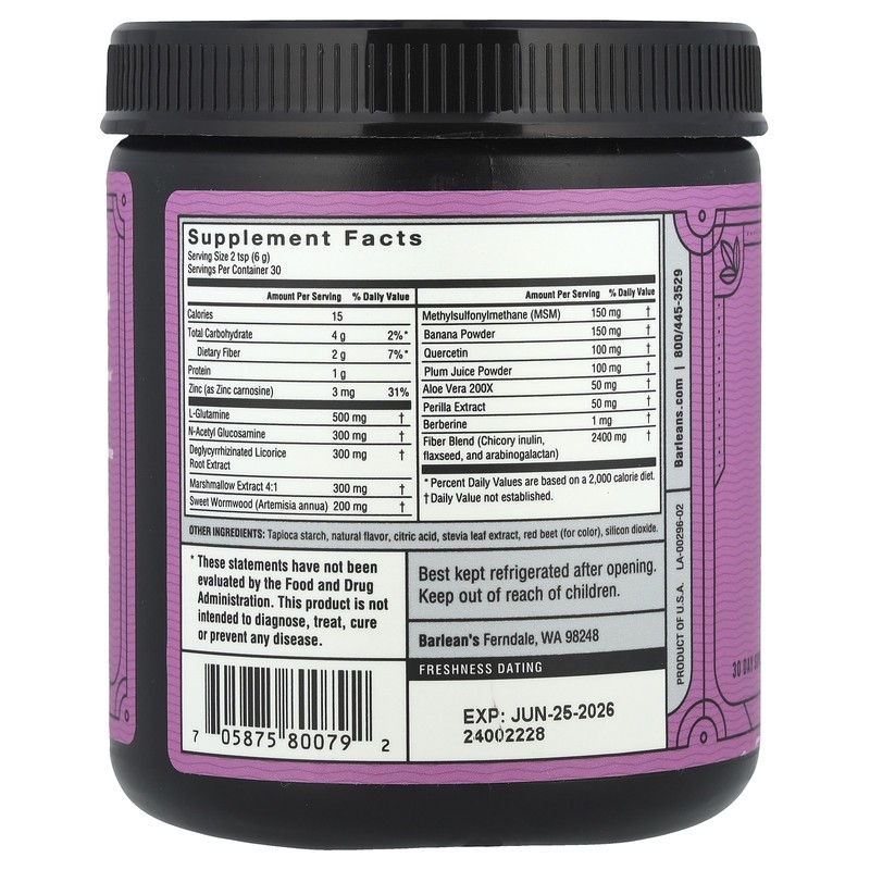Barlean s Intestinal Repair Mixed Berry Flavor 6 35 oz 180 g Gluten-Free , gallery