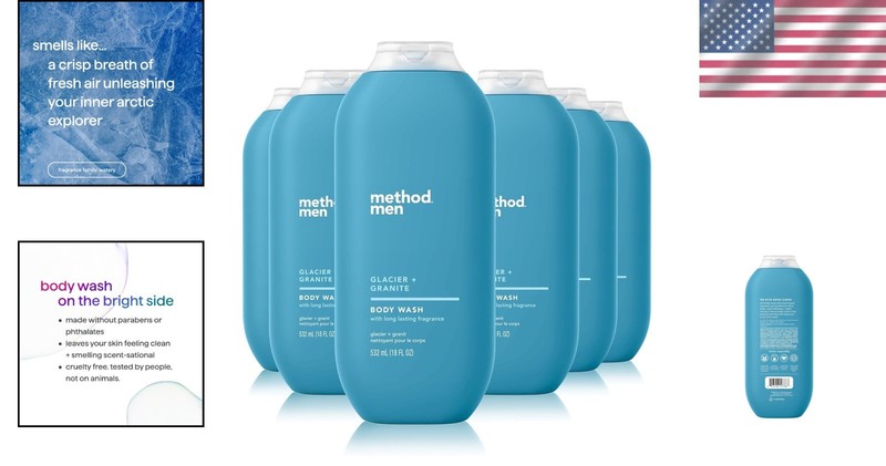 Method Men Body Wash Glacier Granite 6pk Paraben Phthalate Free Cruelty Free gallery