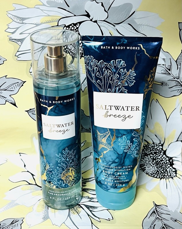 NEW Bath & Body Works Saltwater Breeze Fine Fragrance Mist & Body Cream – 2 Pc.