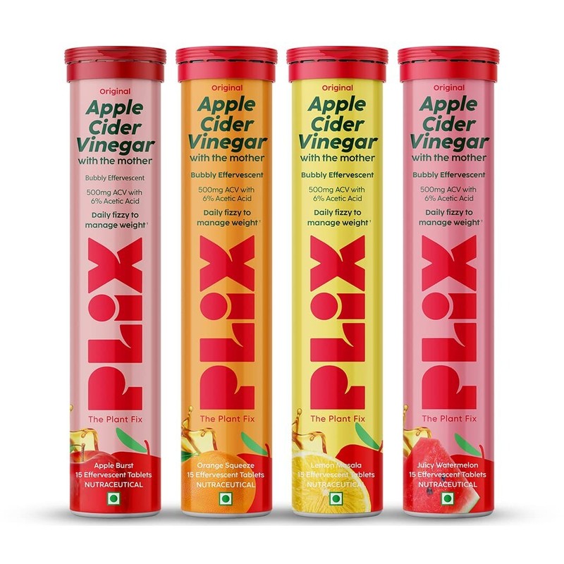 PLIX THE PLANT FIX Apple Cider Vinegar Tablet weight loss Pack 4 ( Multi Flavor)