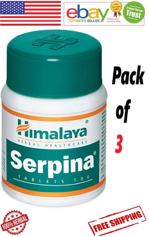 Himalaya SERPINA Ayurvedic With Long Expiry 100 Tablets Each – Pack of 3