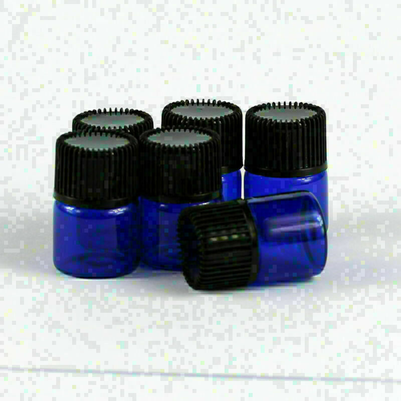 New 20/50/100Pcs 1ml Tiny Small Blue Glass Empty Oil Bottles Vial With Screw Cap gallery