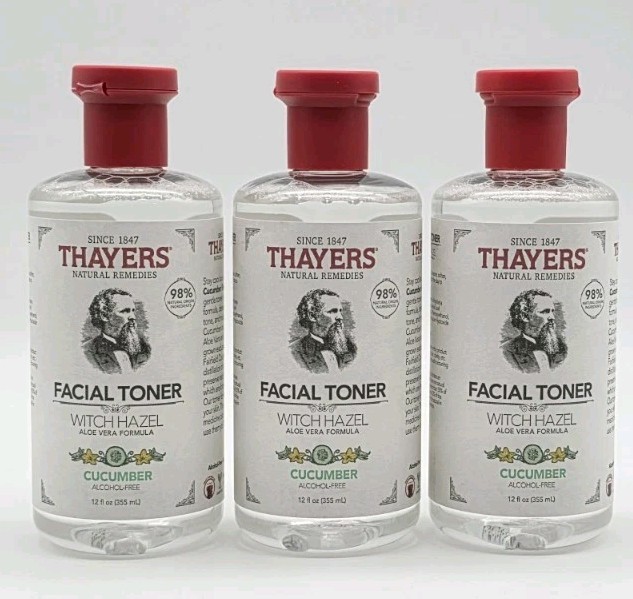 3 PACK Thayers Facial Toner Witch Hazel Cucumber Aloe Vera Alcohol-Free 12oz ea