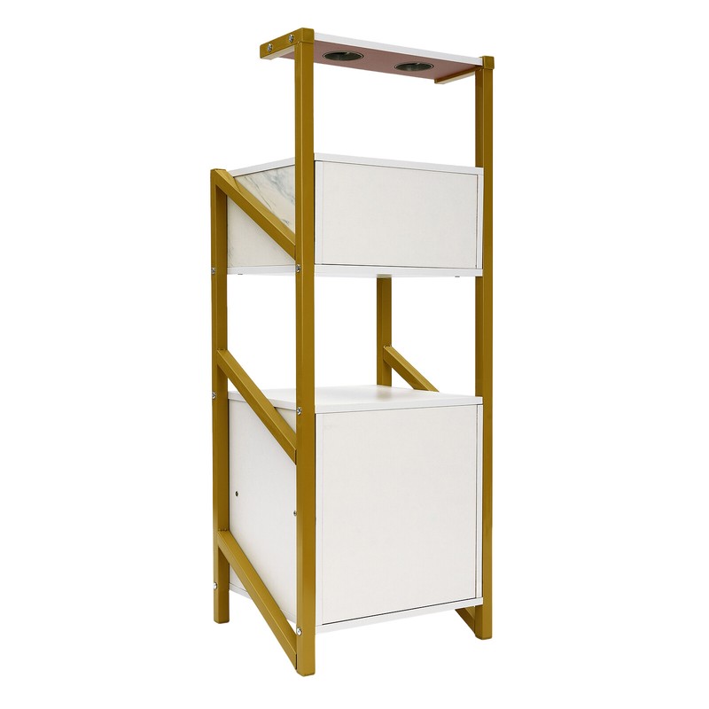 3 Drawer Beauty Salon Station White Golden Steel MDF Floor Standing 34*30*90cm gallery