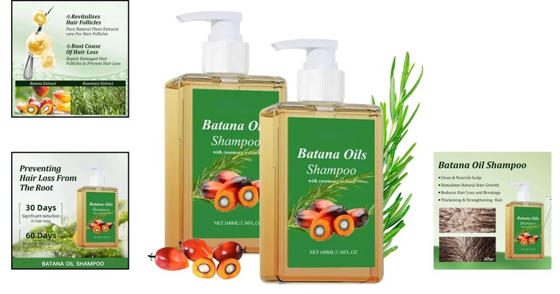 Luxury 2Pcs Batana Oil Shampoo with Rosemary Extract for Healthy Hair Growth gallery