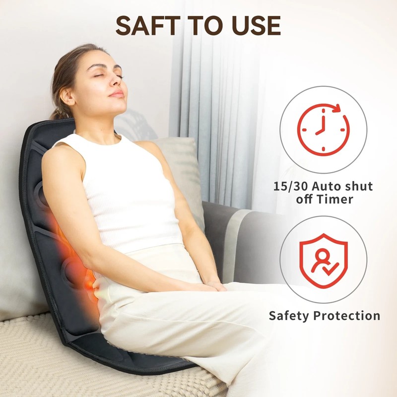Comfier Heated Massage Seat Cushion, Back Massager with Vibration, Massage Pad gallery