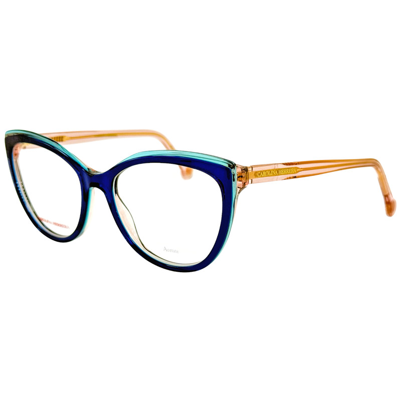Carolina Herrera HER0207 Womens Plastic Eyeglass Frame BRO Blue Pink 53-17