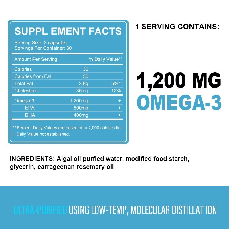 1/3/5x Omega3 Oil Capsules 3x Strength 1200mg EPA DHA Vegan Pills Joint Support gallery