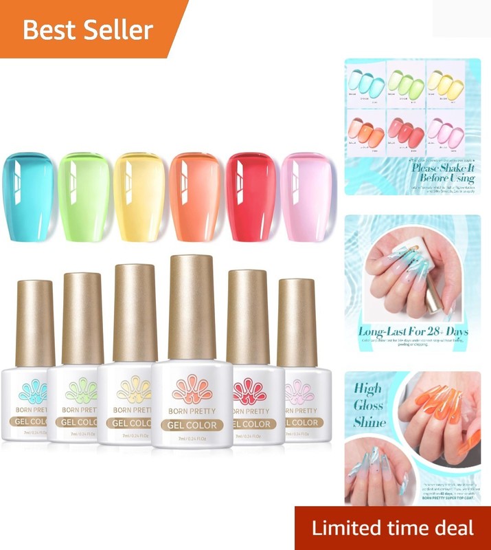 Gorgeous Translucent Jelly Nail Polish Set – 6 x 7ml, Non-Toxic & Cruelty-Free