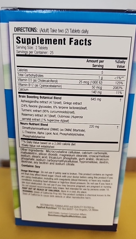 AppliedNutrition Healthy Brain All-Day Focus/3 pack/ 50 Tablets each/150 total gallery