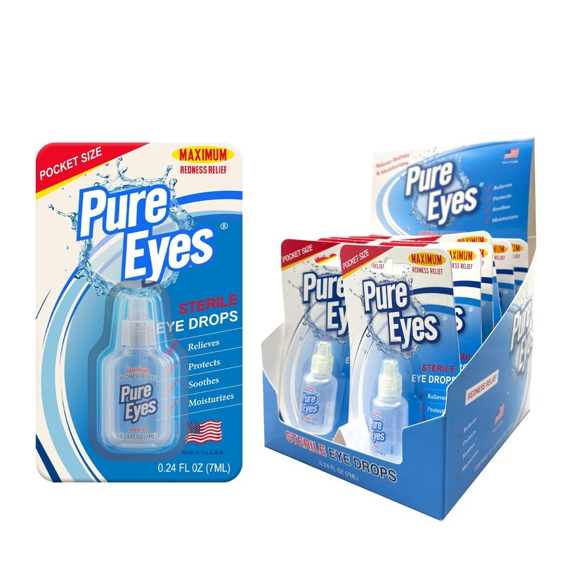 Pure Eyes Redness Relieve Eye Drops 12 Pack (Travel Size)