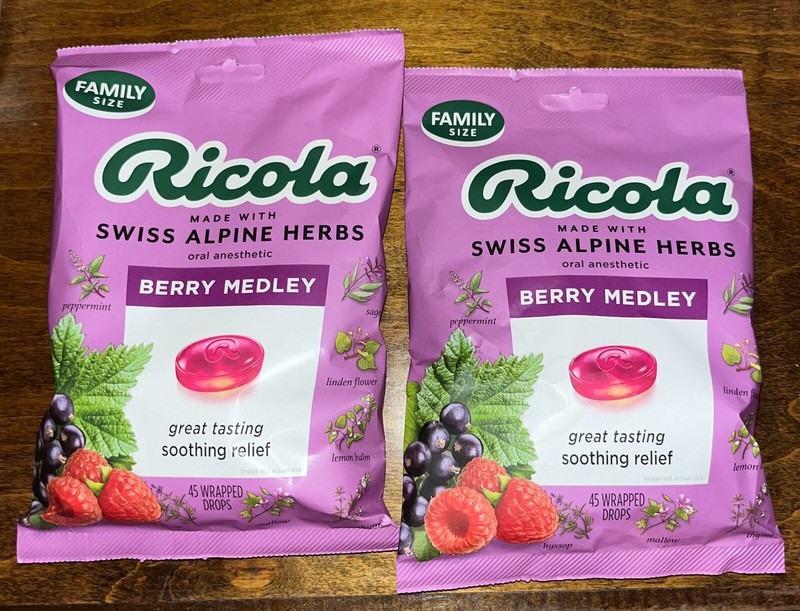 (2) Ricola Berry Medley Cough Suppressant/Throat Drops